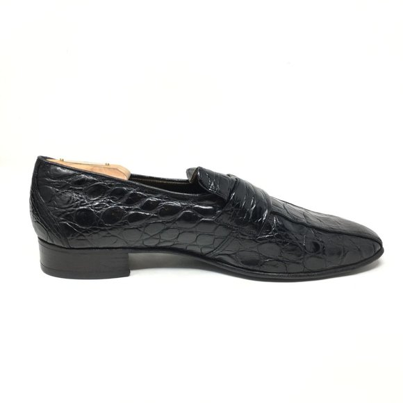 Men\'s Bally Slip On Loafers Dress Shoes Size 10 Black Full Genuine Alligator main image 4